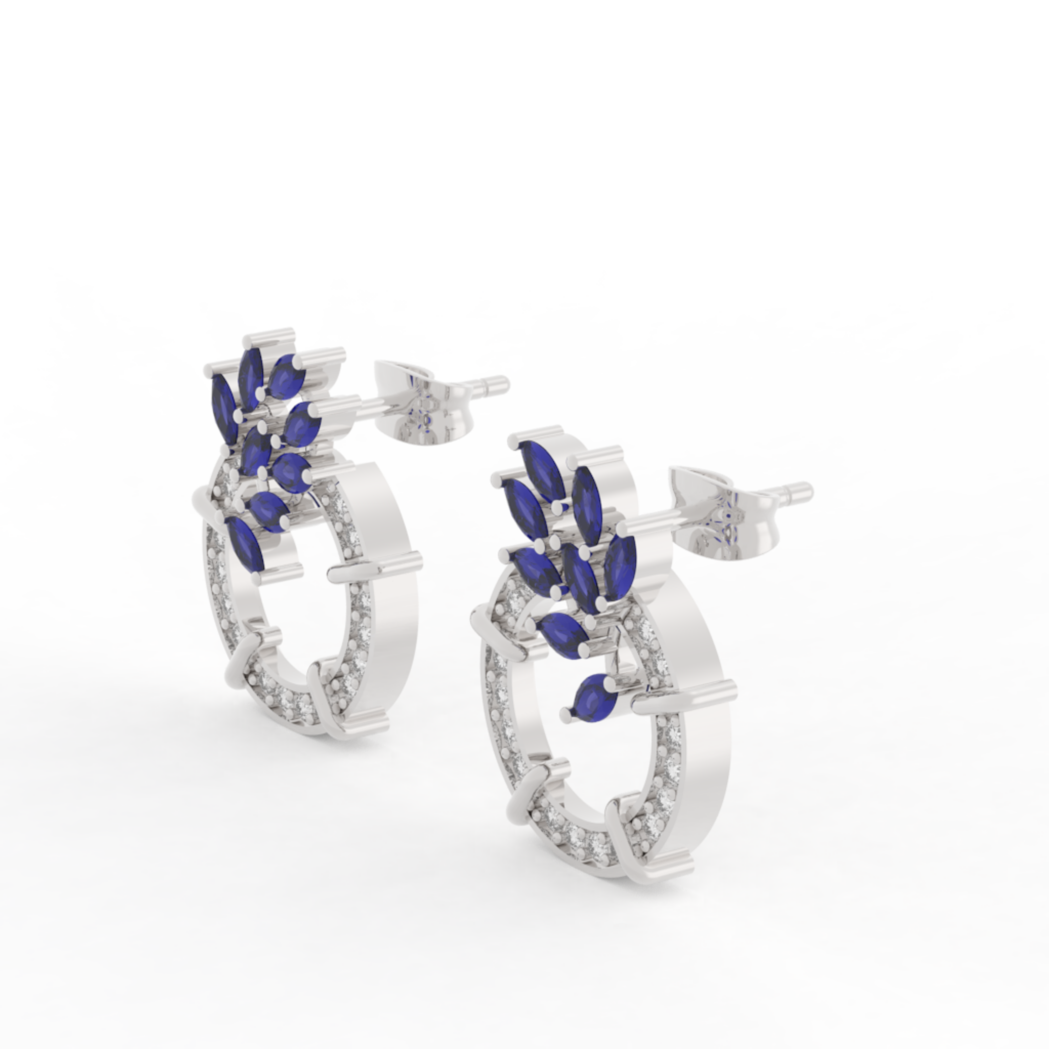 Sparkling Gemstone Cluster Circle Stud Earrings, Hallmarked 925 Sterling Silver